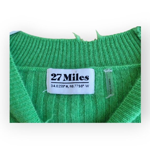 100% Cashmere Kelly Green Sweater 27 Miles Malibu Size M - Picture 3 of 7